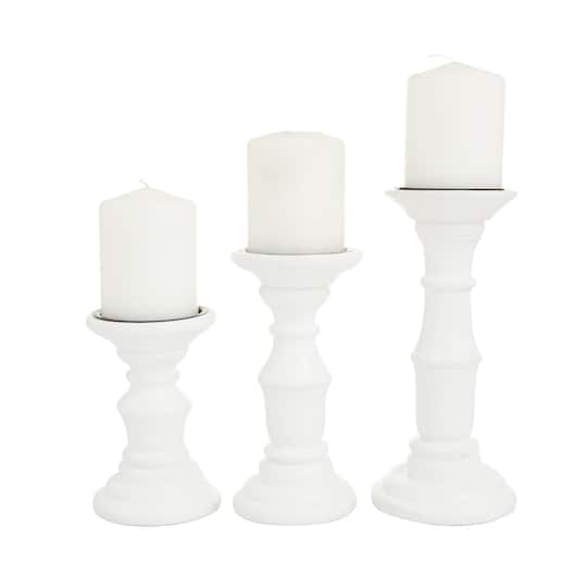 White Wood French Country Candle holder 10",8",6"